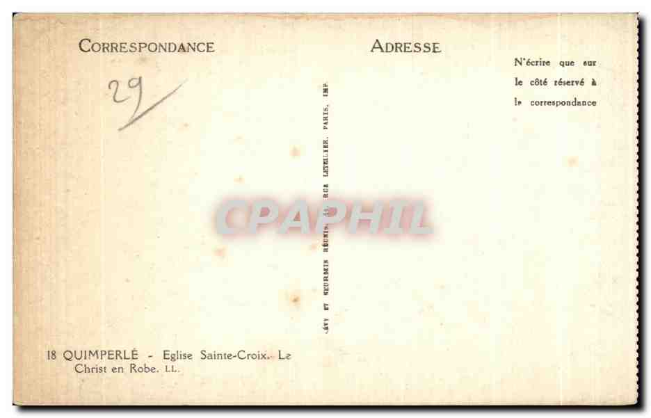 CPA Quimperle Eglise Sainte Croix Le Christ en Robe — Rückseite