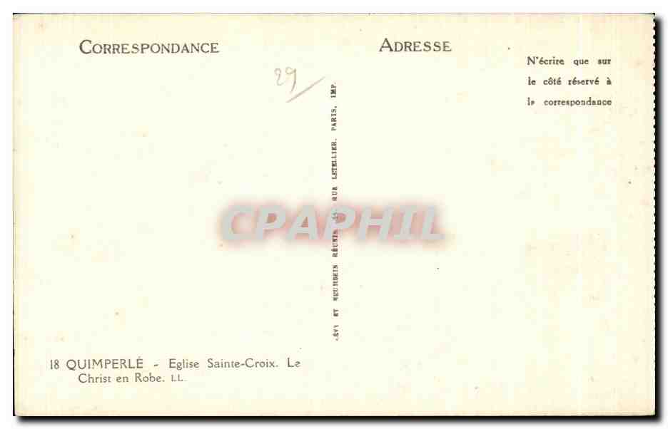 CPA Quimperle Eglise Sainte Croix Christ en Robe — Rückseite