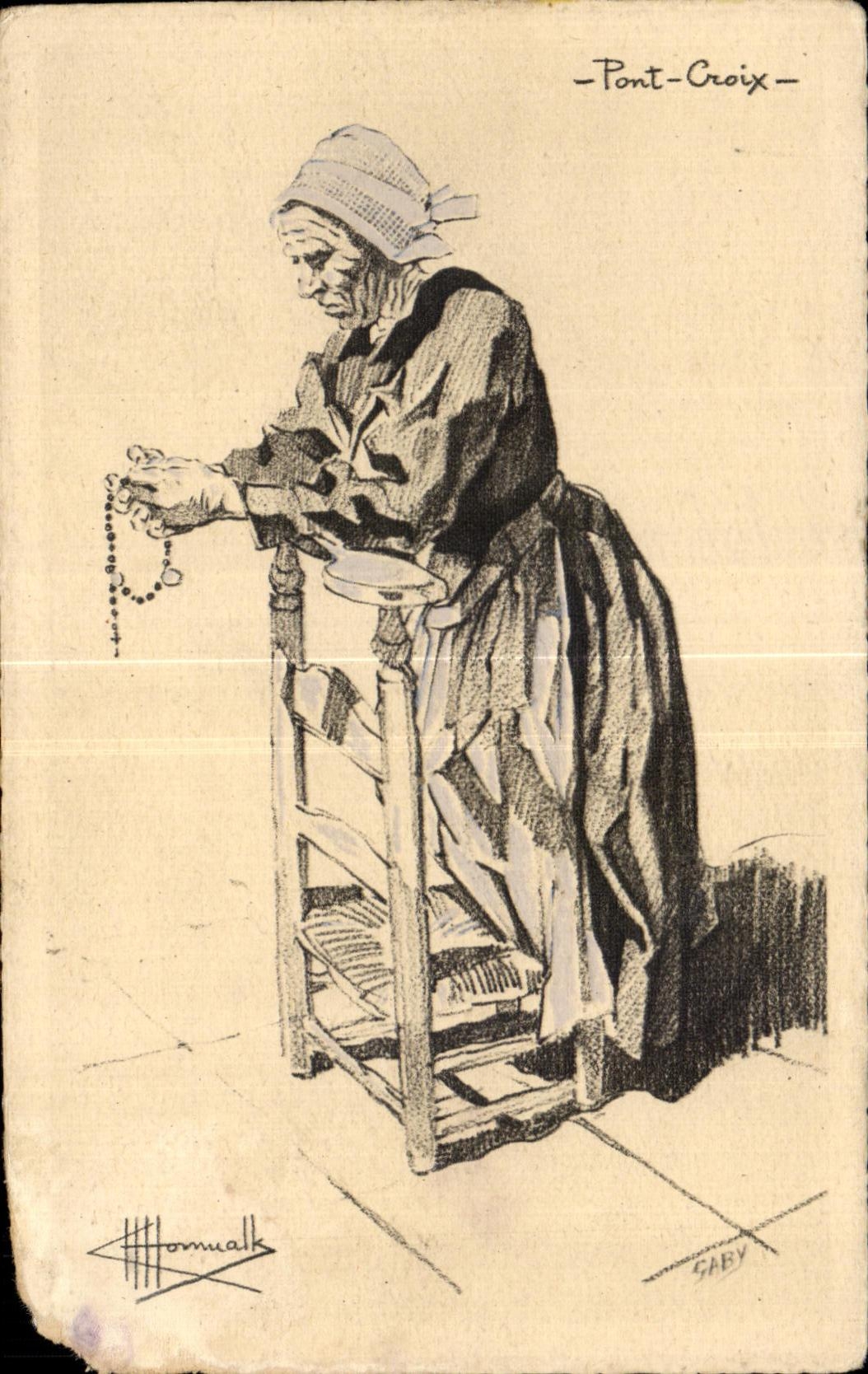 CPA Types et Costumes de France Dessins De Charles Homualk Pont Croix (Finistere)