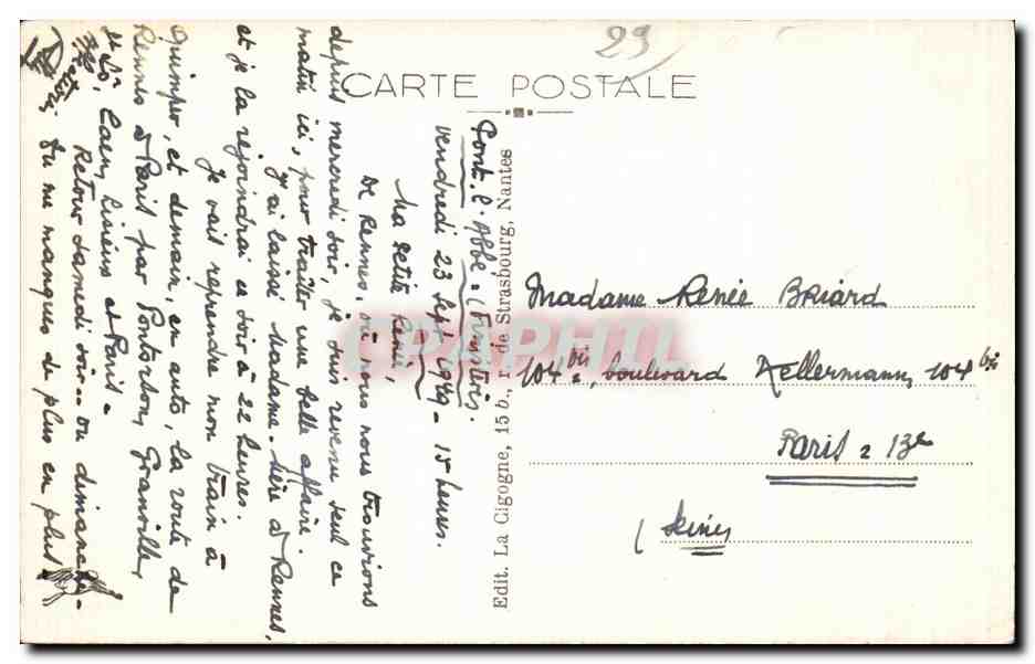 CPA Pont L Abbe Eglise des Carmes Le Choeur et la rosace — Rückseite