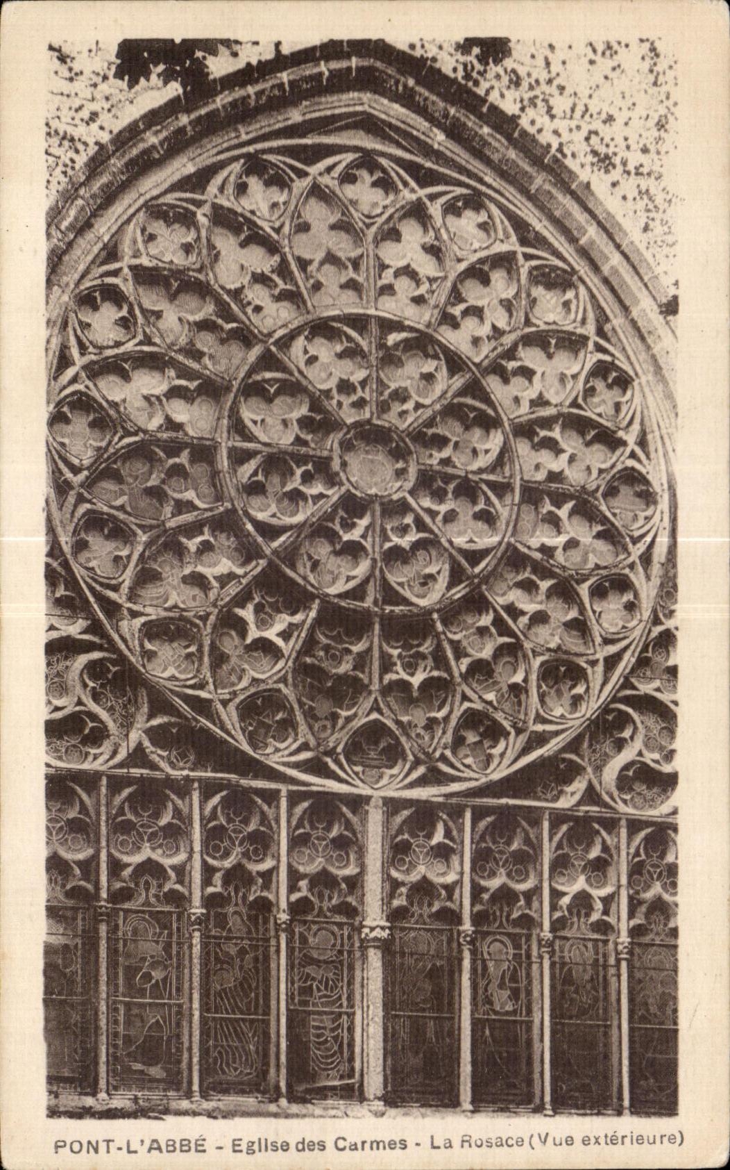 CPA Pont L Abbe Eglise des Carmes La Rosace (Vue exterieure)