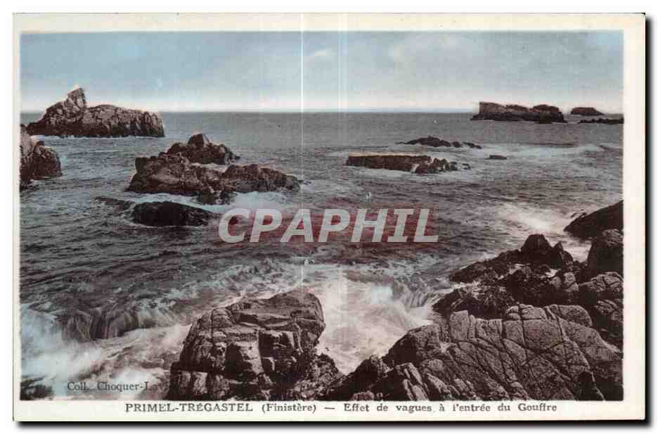 Primel-Trégastel (Finistère) — Effet de vagues à l'entrée du Gouffre — Coll. Choquer-Lavergne
