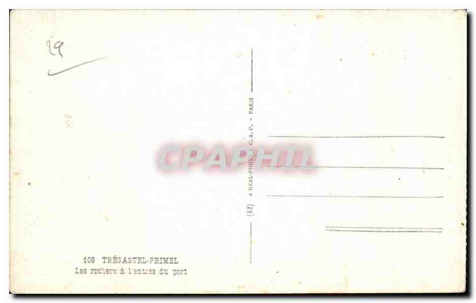 CPA Pregastel Primel Les rochers a l entree du port — Verso