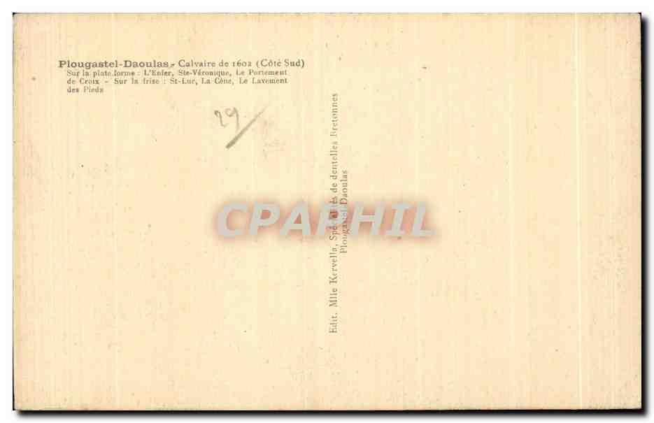 CPA Plougastel Daoulas Calvaire de (Cote Sud) Sur la piate torme — Rückseite