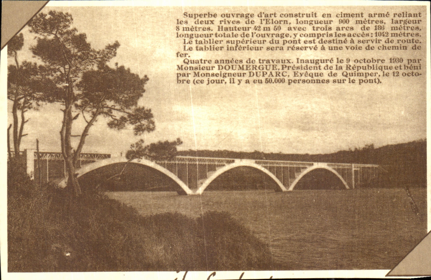Antike Ansichtskarte Superbes Werk aus Betonarmierung, das die beiden Ufer des Elorn Quimper verbindet