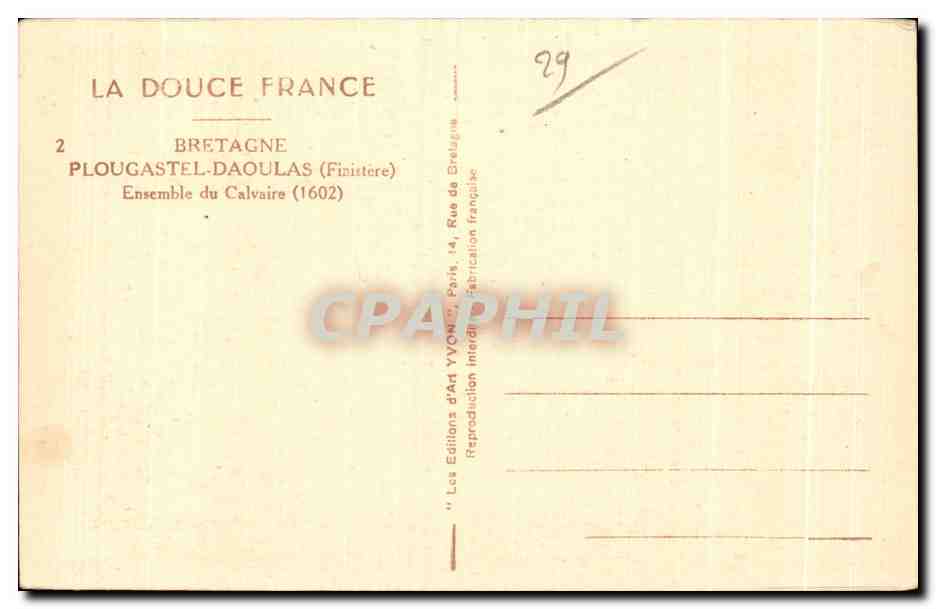 CPA Bretagne Plougastel Daoulas (Finistere) Ensemble du Calvaire — Rückseite