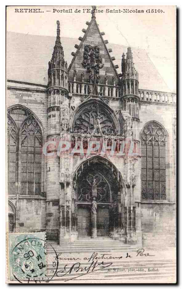 CPA Rethel Portail de I Eglise Saint Nicolas