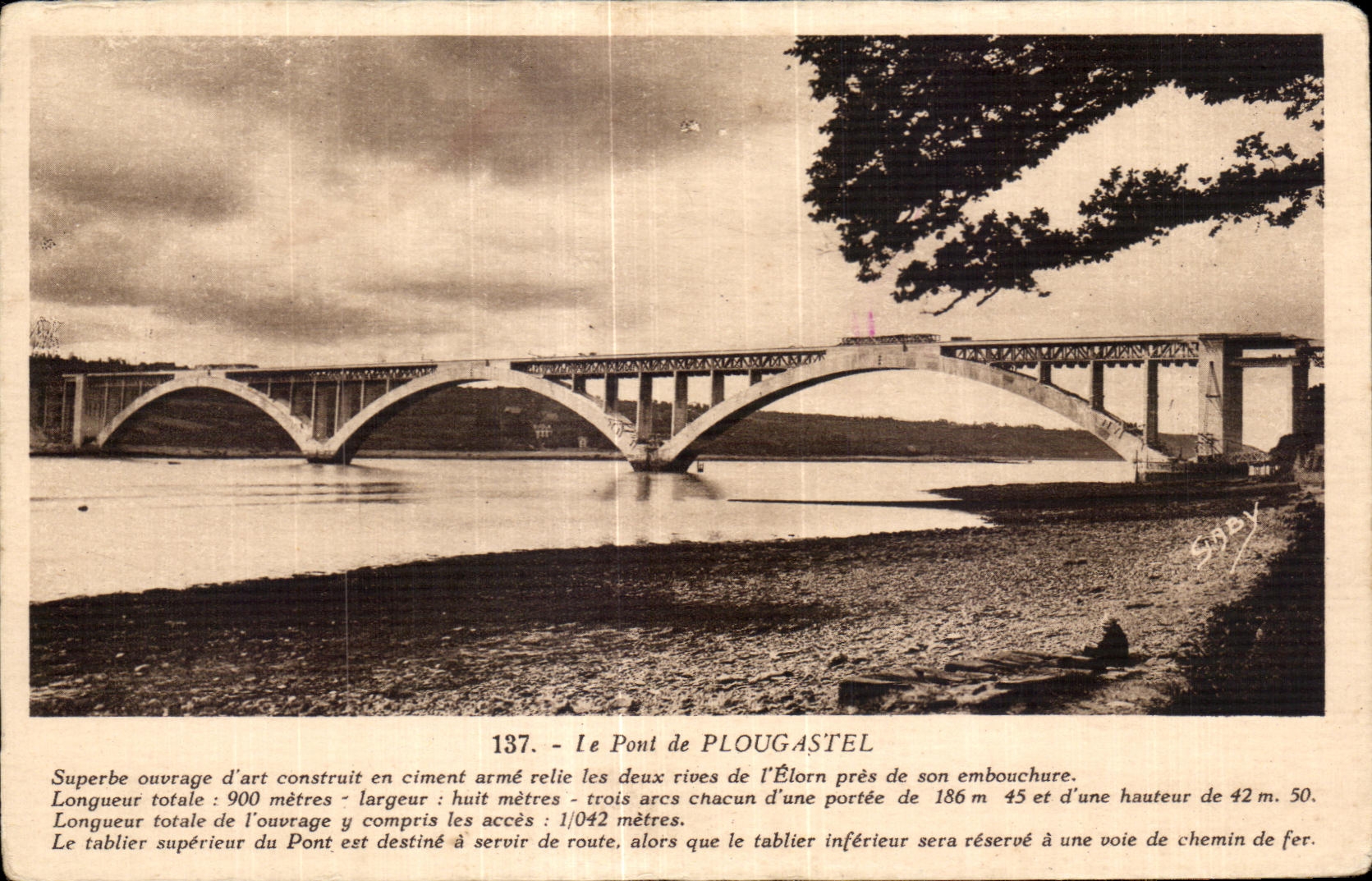 Le Pont de Plougaastel — Superbe ouvrage d'art en ciment armé — éditeur Soppy, n° 137