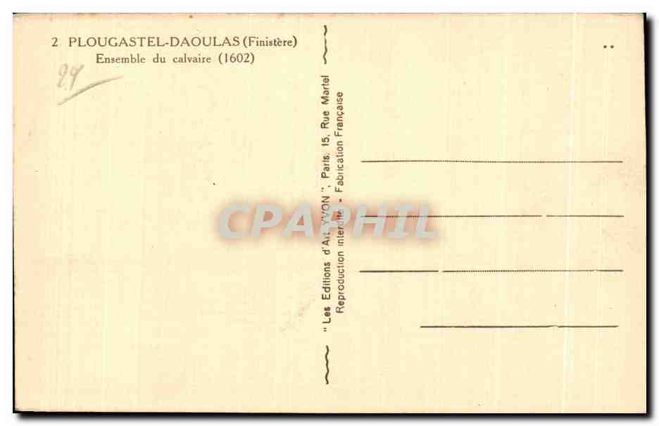 CPA Plougastel Daoulas (Finistere) Ensemble du calvaire — Rückseite
