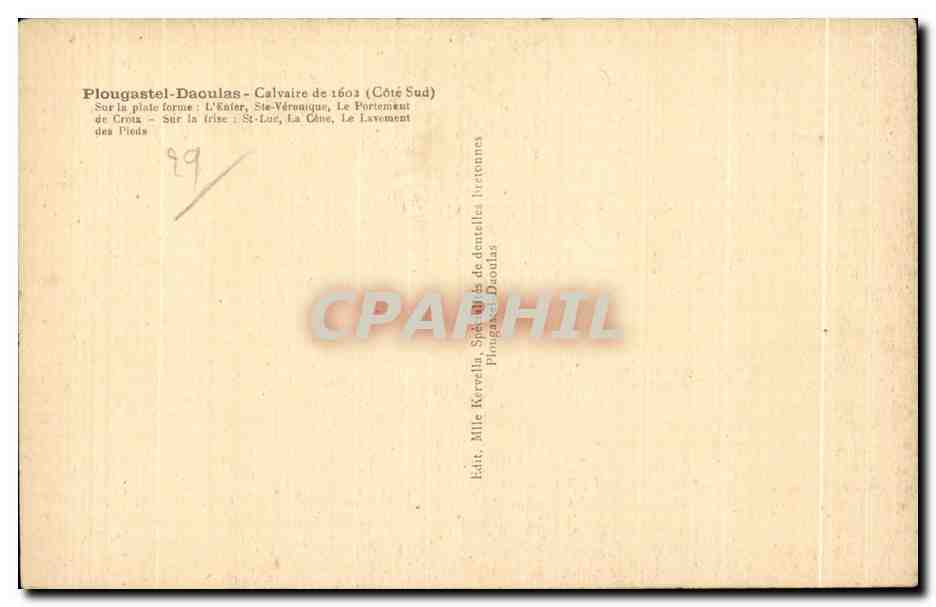 CPA Plougastel Daoulas Calvaire de (Cote Sud) Sur la plate forme L Enter — Rückseite