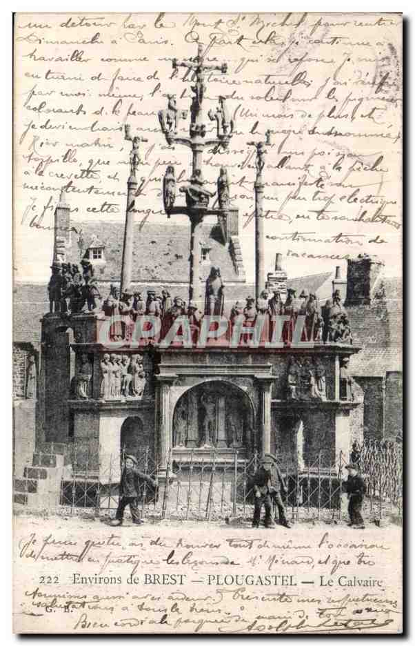 CPA Environs de Brest Plougastel Le Calvaire Enfants