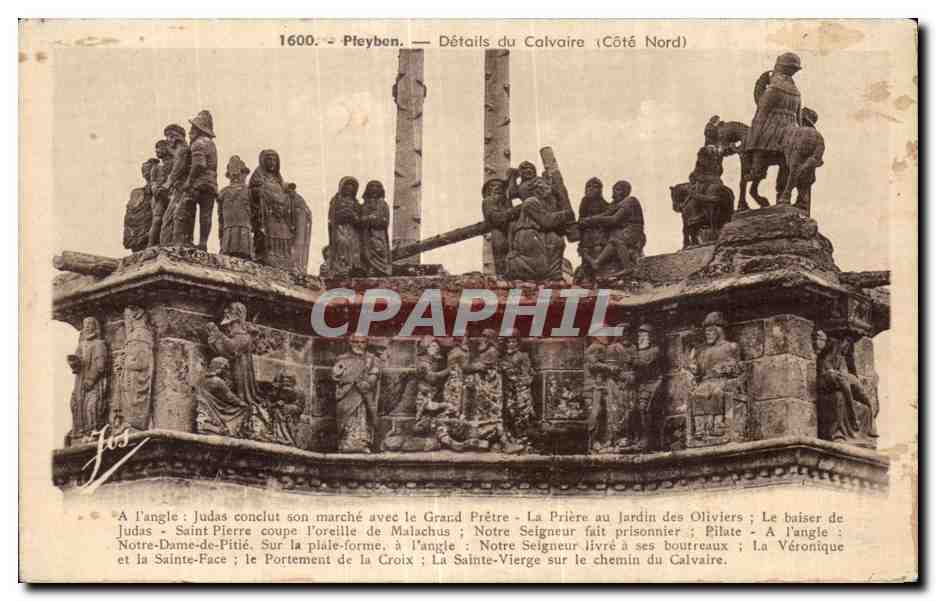 CPA Pleyben Details du Calvaire (Cote Nord)