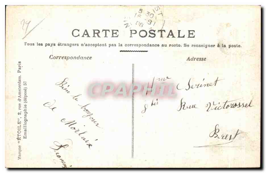 CPA Morlaix Vue Generale Des Quartiers St Melaine Et St Martine — Rückseite