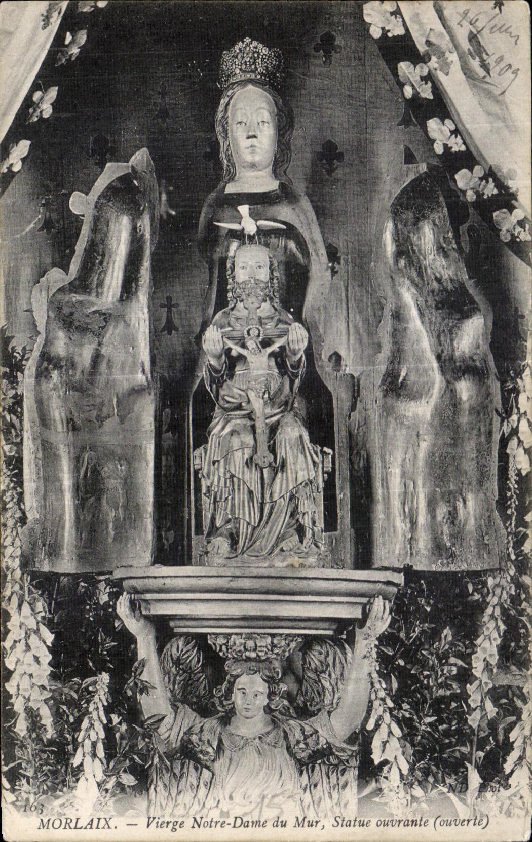 CPA Morlaix Vierge Notre Dame du Mur Statue ouvrante (ouverte)