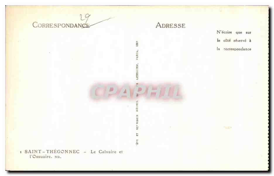 CPA Saint Thegonnec Le Calvaire et I Ossuaire — Rückseite