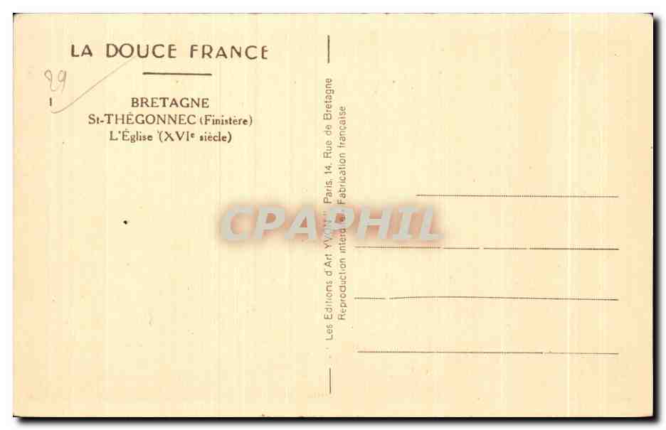 CPA Bretagne St Thegonnec (Finistere) L Eglise (XVII siecle) — Rückseite