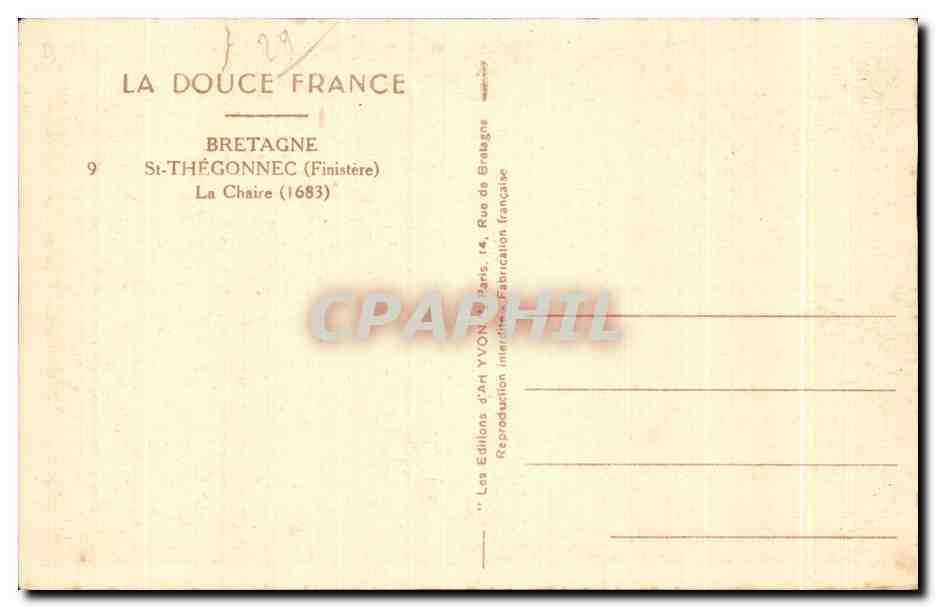 CPA Bretagne St Thegonnec (Finistere) La Chaire — Rückseite