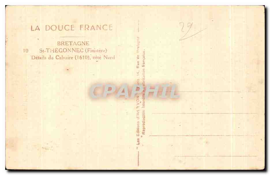 CPA Saint Thegonnec (Finistere) Details du Calvaire — Rückseite