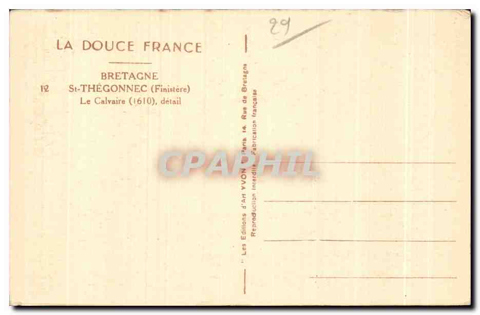 CPA Bretagne St Thegonnec (Finistere) Le Calvaire detail — Rückseite