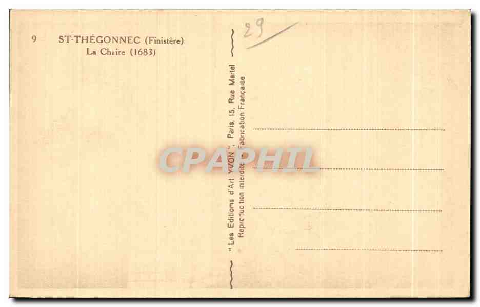 CPA St Thegonnec (Finistere) La Chaire — Rückseite