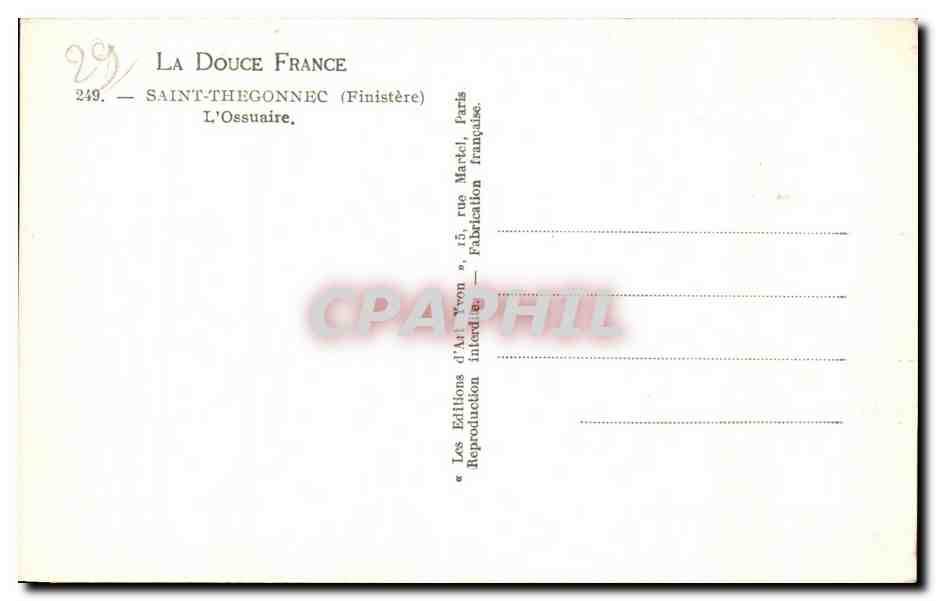 CPA Saint Thegonnec (Finistere) L Ossuaire — Rückseite