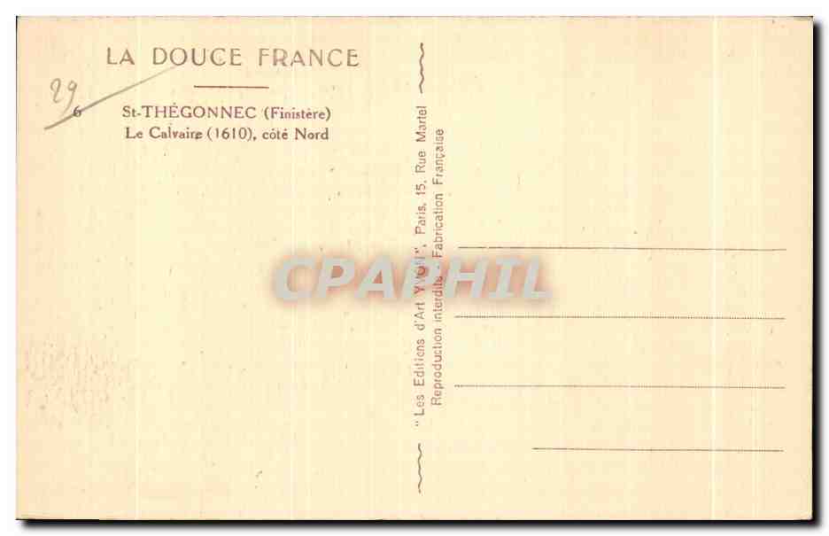 CPA Saint Thegonnec Le Calvaire cote Nord — Rückseite