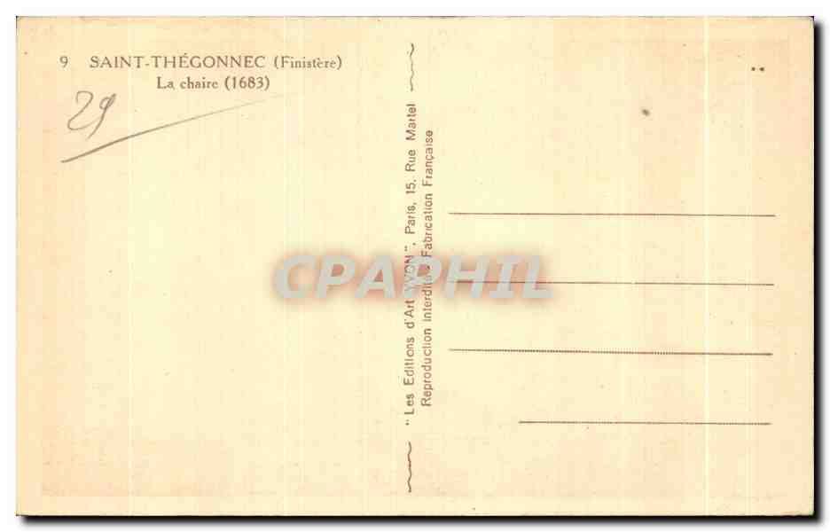 CPA Saint Thegonnec (Finistere) La chaire — Rückseite