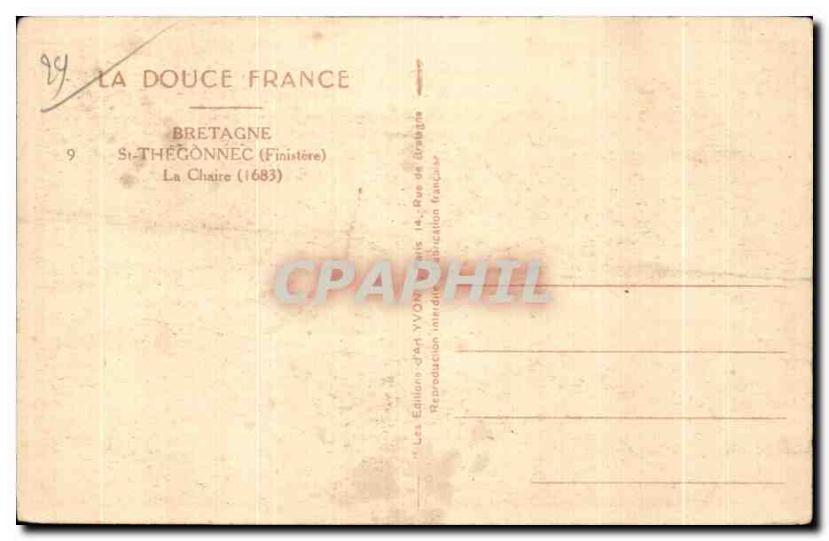 CPA Bretagne St Thegonnec (Finistere) La Chaire — Rückseite