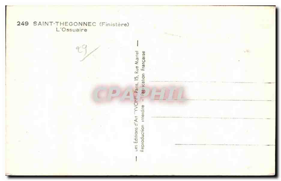 CPA Saint Thegonnec (Finistere) L Ossuaire — Rückseite