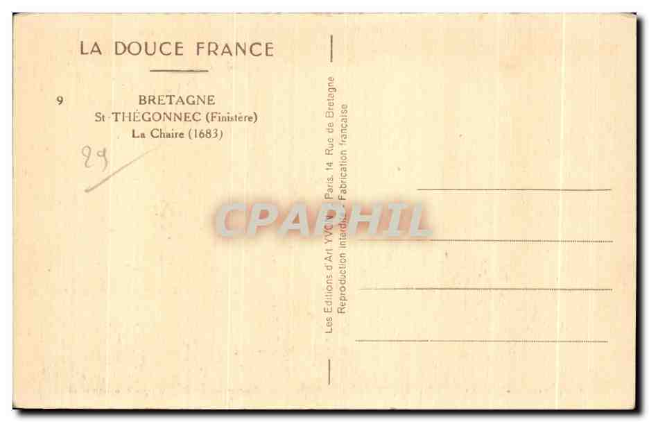 CPA Bretagne St Thegonnec (Finistere) La Chaire — Rückseite