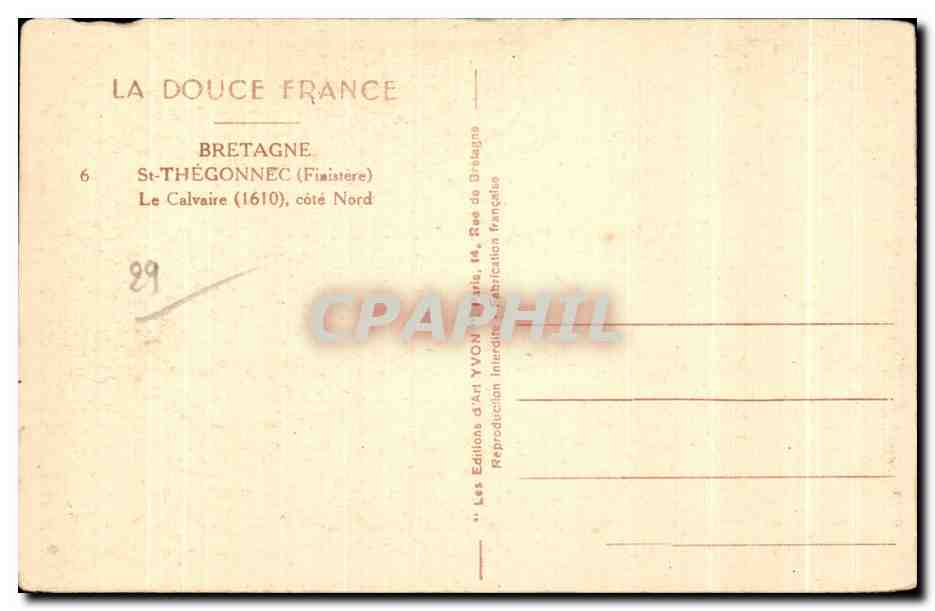 CPA Saint Thegonnec (Finistere) Le Calvaire cote Nord — Rückseite
