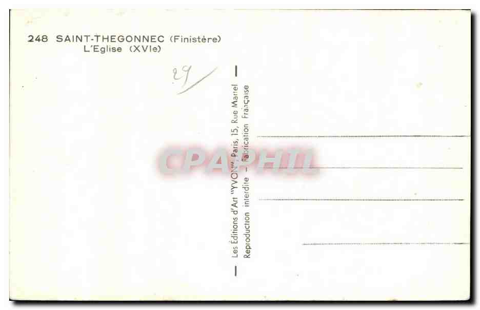 CPA Saint Thegonnec (Finistere) L Eglise (XVie) — Rückseite