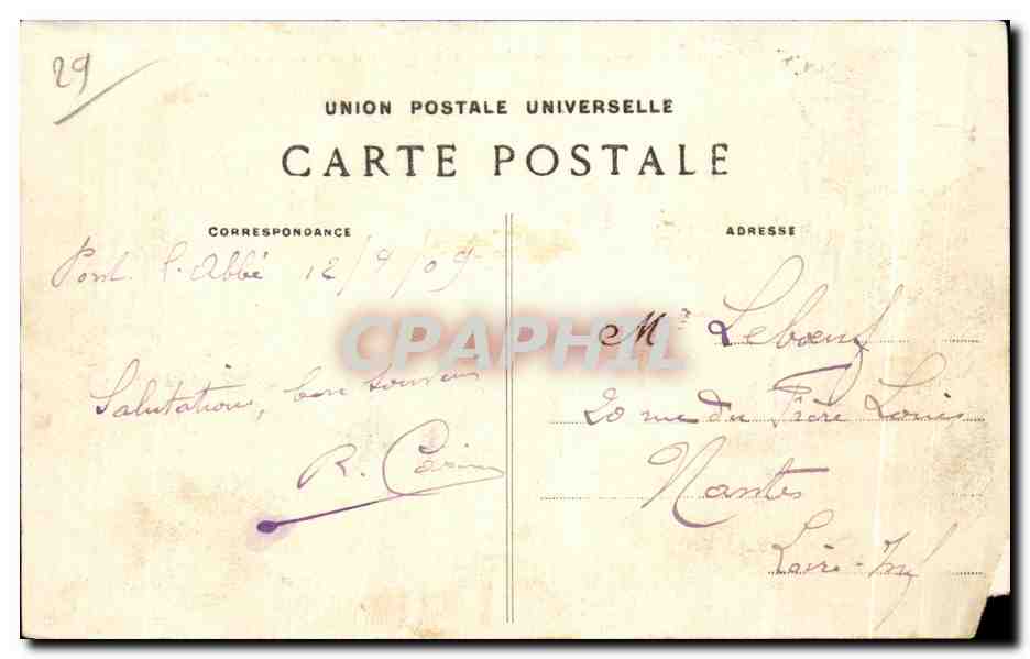 CPA La Roche de Saint Guenole ou furent enlevees les cinq victimes le 8 octobre 1870 — Rückseite