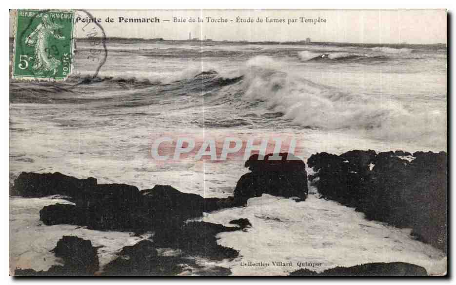 CPA Pointe de Penmarch Baie de la Torche Etude de Lames par Tempete