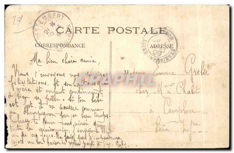 CPA Une Pensee de Bretagne Folklore Bateau Enfant Marin Costume — Back