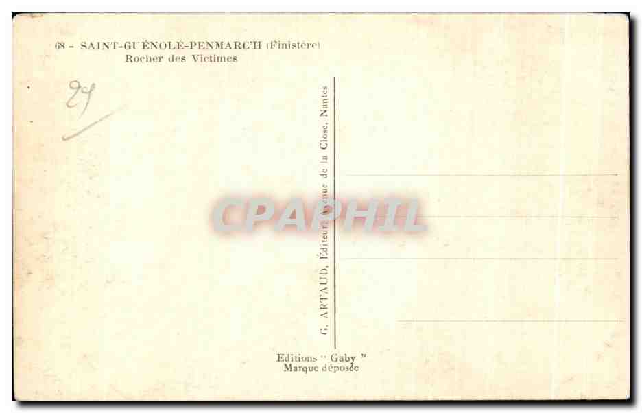CPA Saint Guenole Penmarch (Finistere) Rocher des Victimes — Rückseite