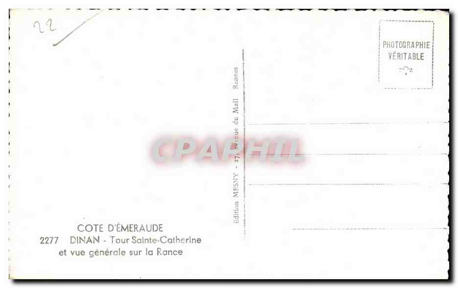 Dinan - Tour Sainte-Catherine et vue générale sur la Rance — Édition MESNY, Rue du Mail, Rennes — Reverso