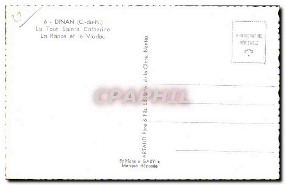 CPA Dinan La Tour Sainte Catherine La Rance et le Viaduc — Verso