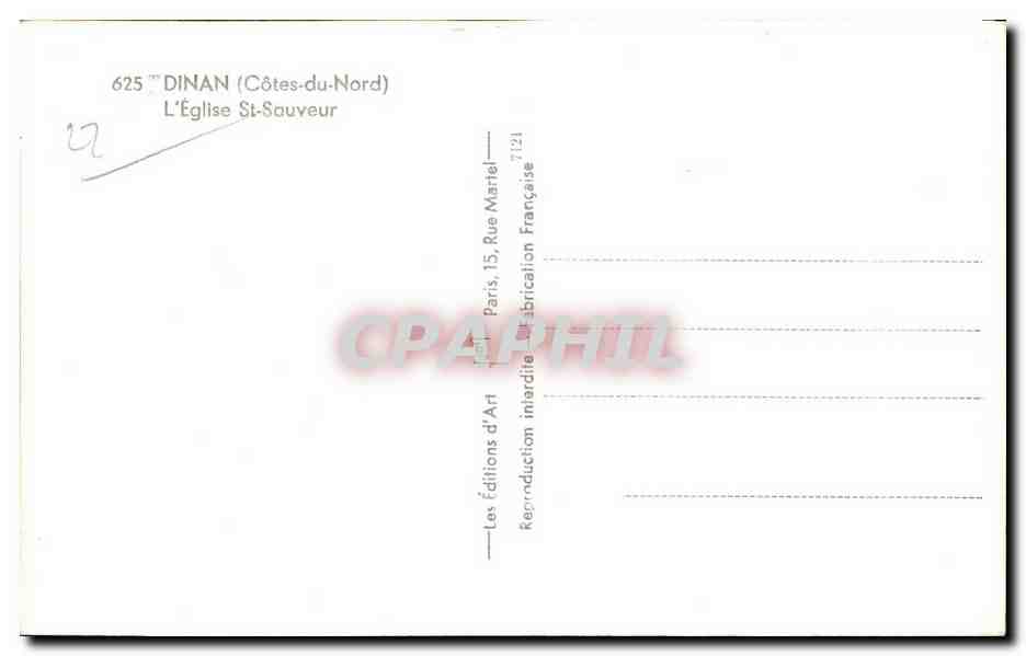 CPA Dinan (Cotes du Nord) L Eglise St Sauveur — Verso