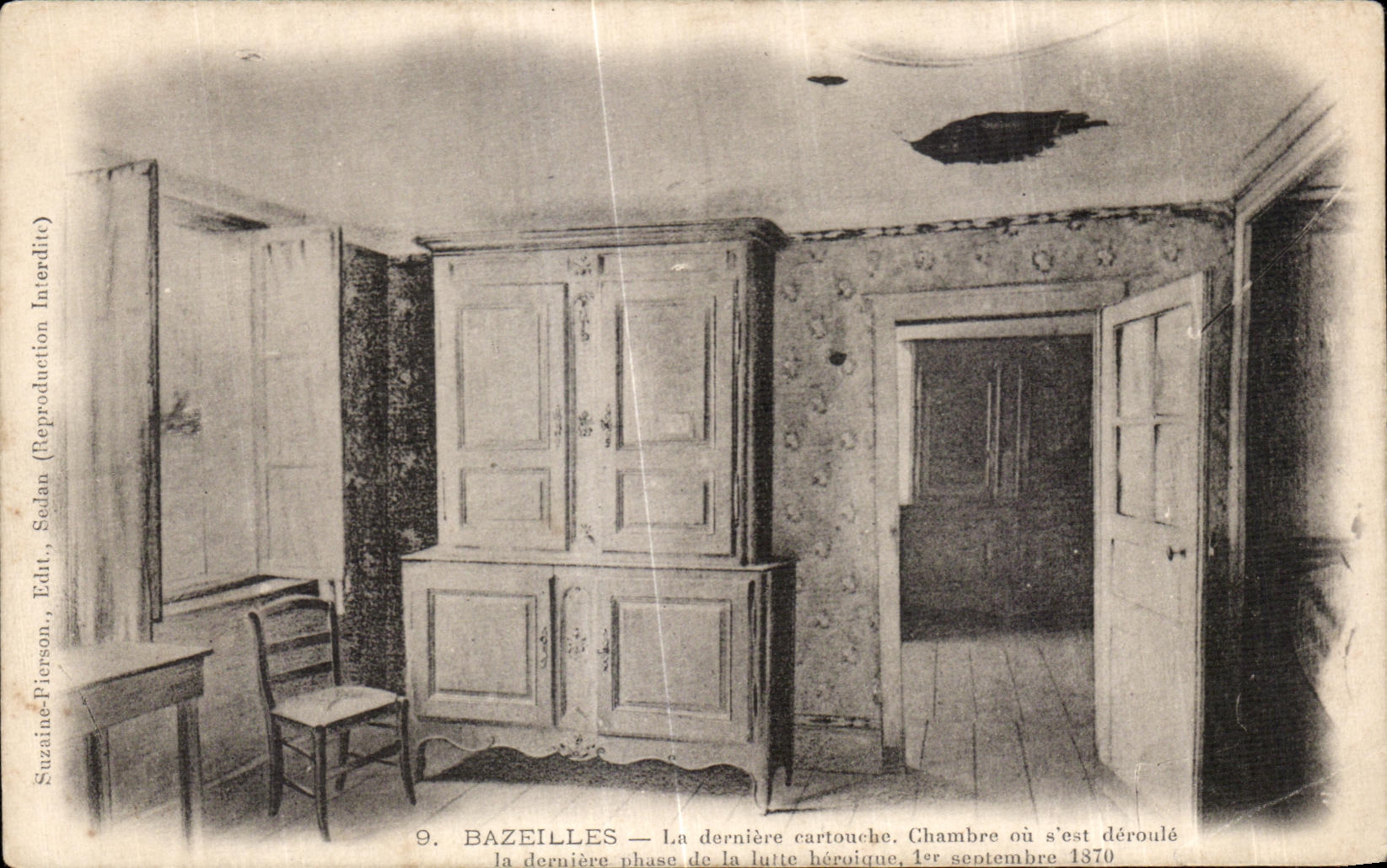 Bazeilles — La dernière cartouche. Chambre où s'est déroulée la dernière phase de la lutte héroïque, 1er septembre 1870