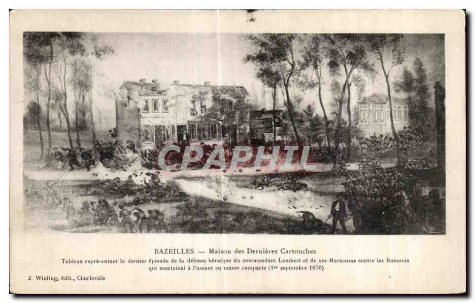 CPA Bazeilles Maison des Dermiers Cartouches Guerre de 1870