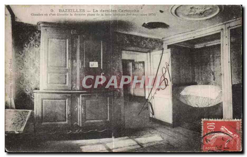 CPA Bazeilles la chambre de la dermiere Cartouche Guerre de 1870 Militaria