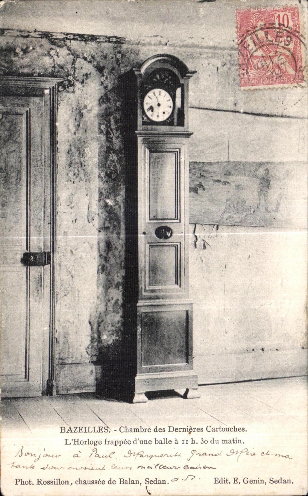 CPA Bazeilles Chambre des Dernieres Cartouches Militaria Guerre de 1870 Horloge