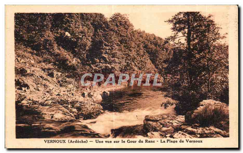Vernoux (Ardèche) — Vue sur le Gour du Ranc — La Plage de Vernoux — CPAPHIL