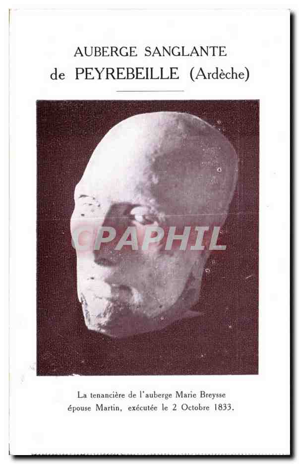 Auberge Sanglante de Peyrebeille (Ardèche) — tête sculptée — éditeur CPAPHIL