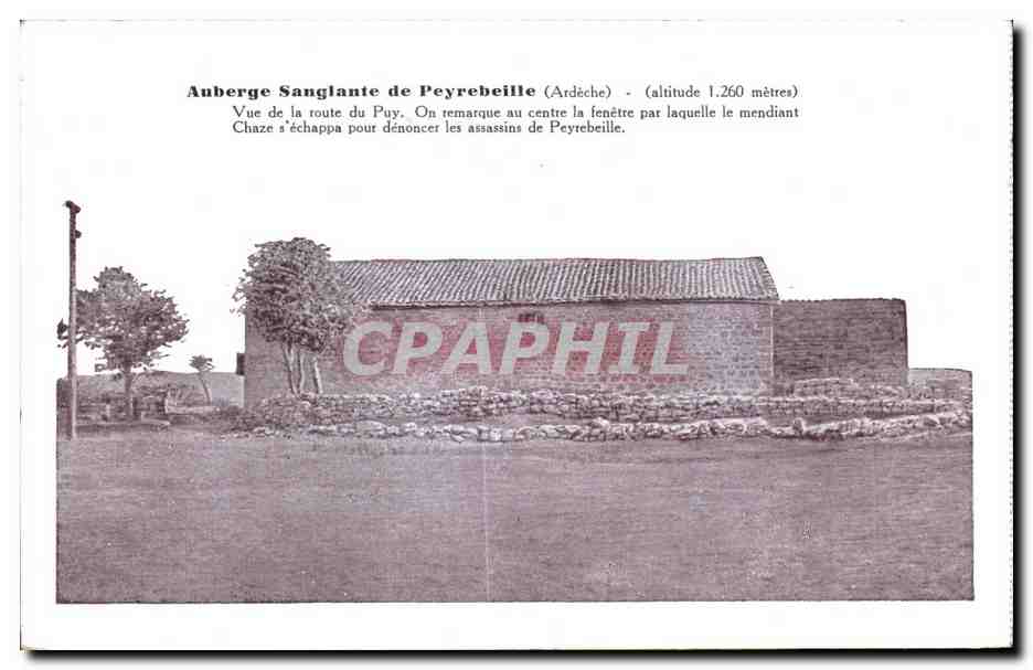 Auberge Sanglante de Peyrebeille (Ardèche) — vue de la route du Puy — éditeur L. de Vaere