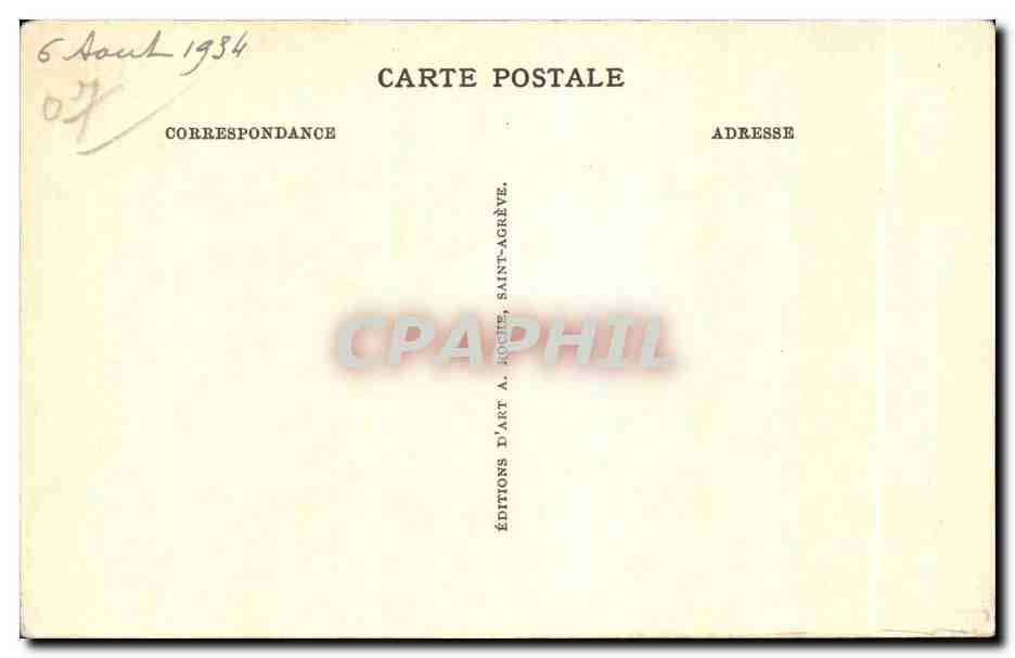 Saint-Agrève (Ardèche), 1050 m. d'alt. — Séjour d'été délicieux, cure de repos. Table d'orientation, la ville et le lac. — Rückseite