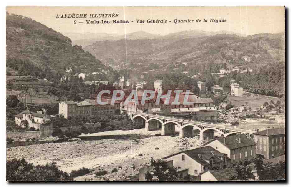 CPA L Ardeche Illustree Vals les Bains Vue Generale Quartier de la Begude