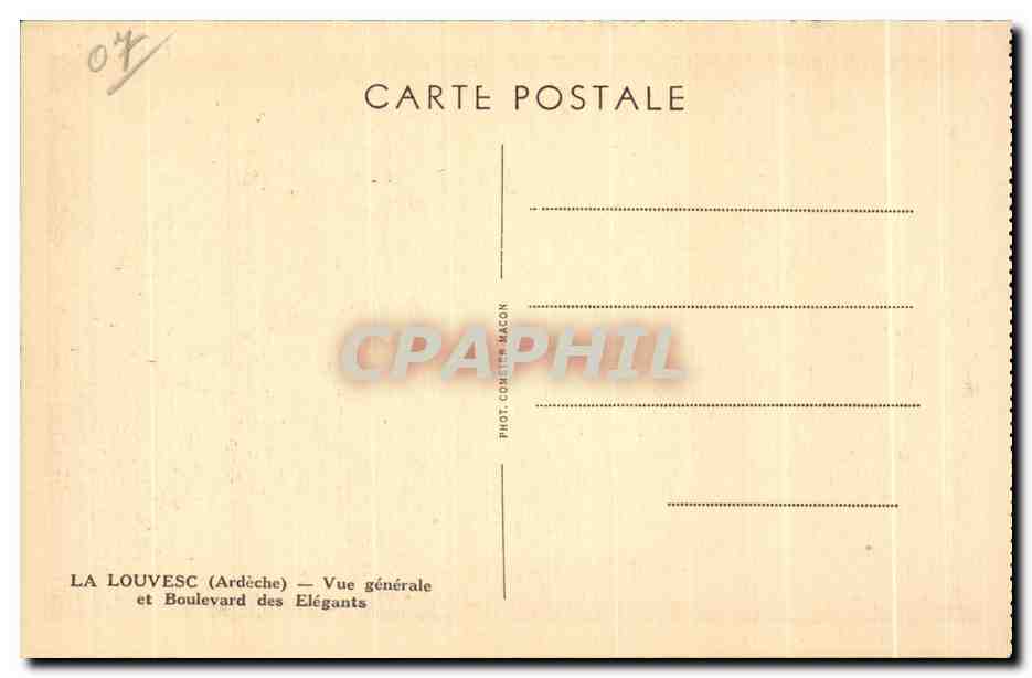 CPA La Louvesc Ardeche Vue generale et Boulevard des Elegants — Rückseite