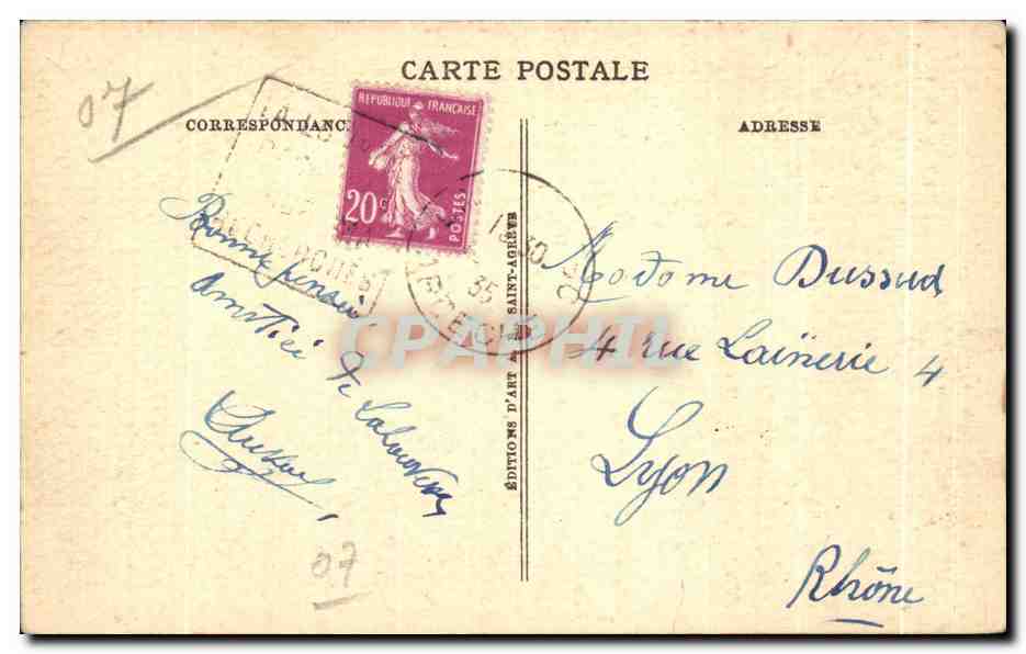 Lalouvesc (Ardèche), 1.050 m. d'alt. — Séjour d'été très agréable. — Vue méridionale. — Reverso